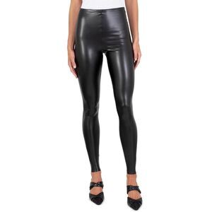 Joie Large Leggings Stretch Seamless Faux Leather PU Spandex Sleek Black Pull On